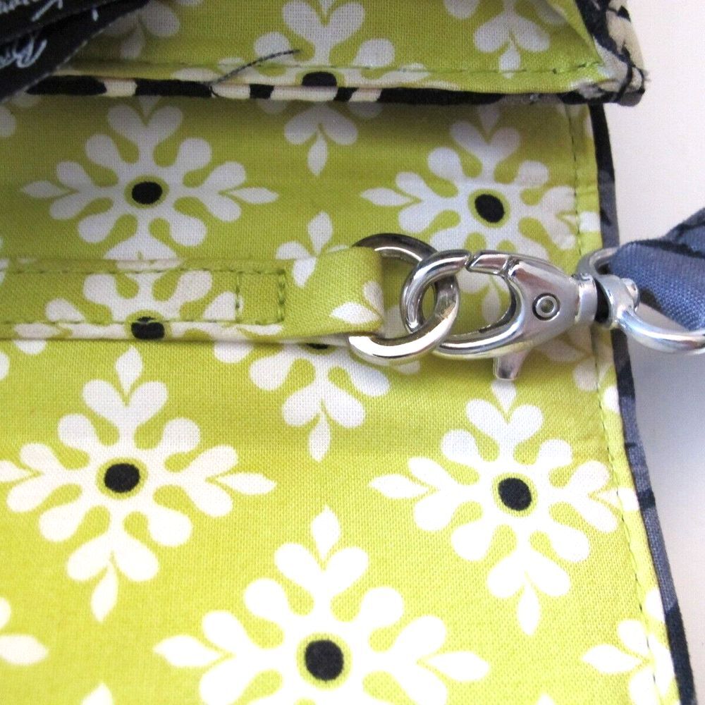 Vera Bradley Quilted Handbag Purse Black Yellow‎ Medium Size - Picture 10 of 13